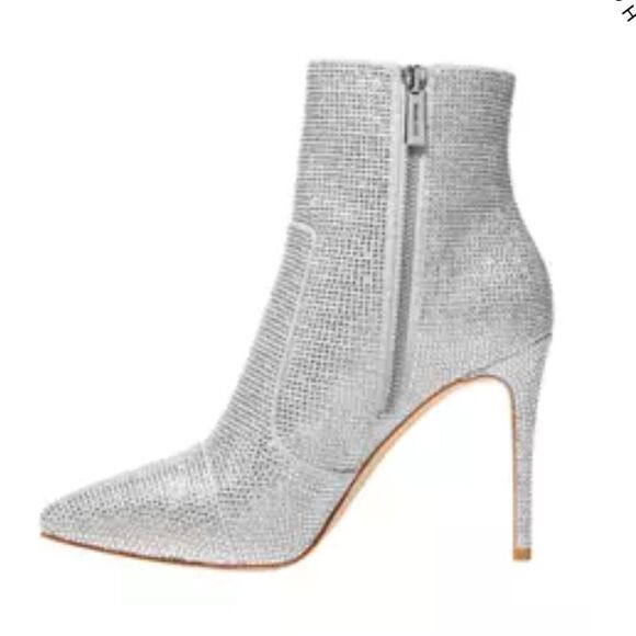New Michael Michael Kors Rue Stiletto Booties Size 11 Silver Rhinestone - Picture 13 of 13
